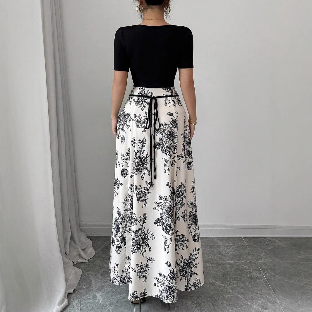 Jupe Maxi Élégante pour Femme avec Motif Floral R&B