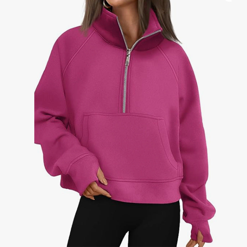 Sweatshirt oversized pour femmes avec demi-zip, poche kangourou et trous pour les pouces Echo Archiv