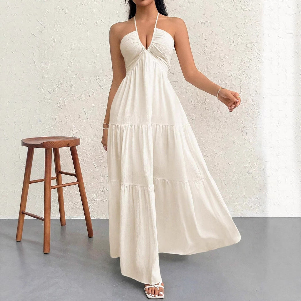 Robe maxi femme avec décolleté plongeant et jupe fluide R&B