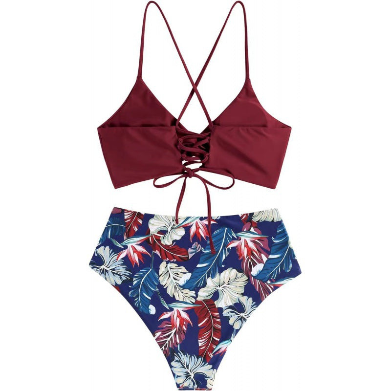 Bikini de haute qualité pour femmes avec détail de nœud et taille haute R&B