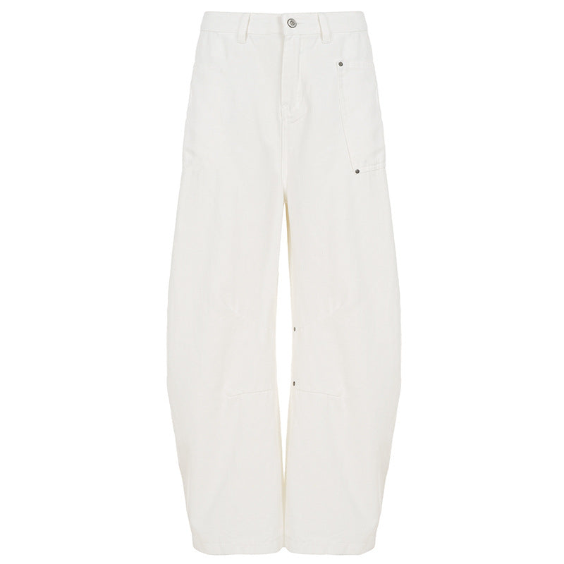 Pantalon en toile large taille haute pour femmes au style carpenter avec taille haute et poches plaquées Echo Archiv