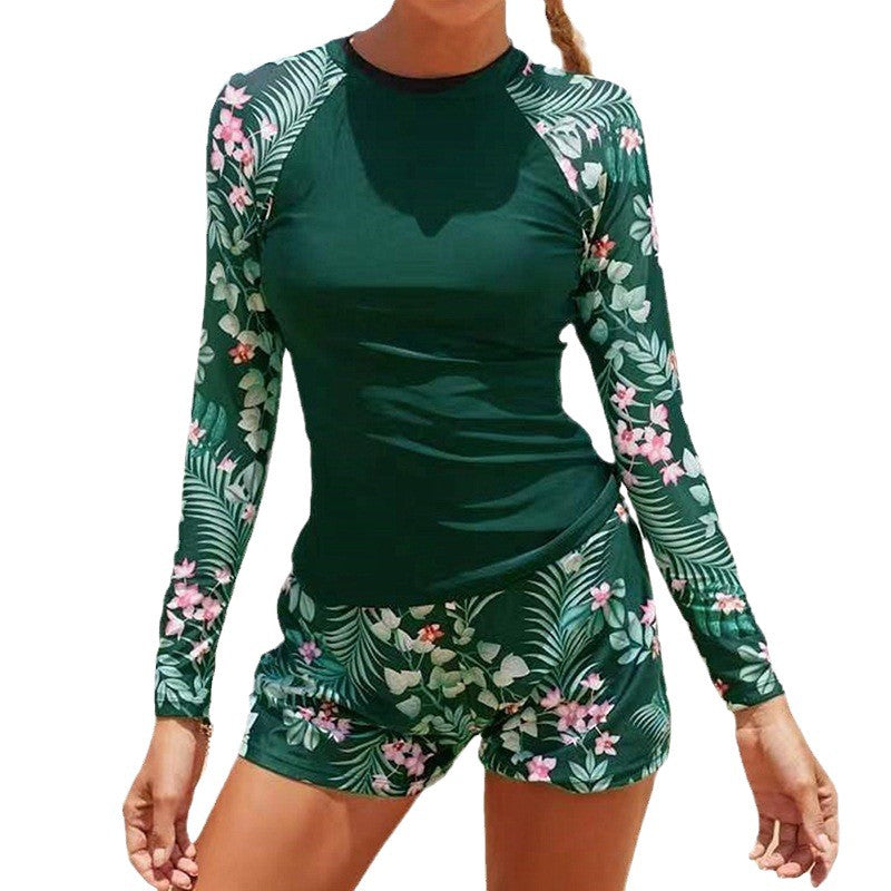 Rashguard à manches longues pour femmes avec design floral et shorts confortables Echo Archiv