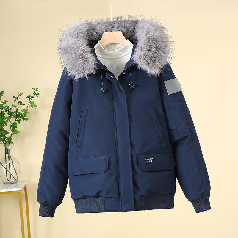 Veste bomber matelassée pour femmes avec capuche en fausse fourrure amovible, poignets côtelés et fermeture éclair à double sens cachée Echo Archiv