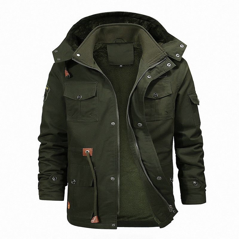 Parka de champ pour hommes, doublé en Teddy, en toile, avec capuche et poches multifonctionnelles Echo Archiv