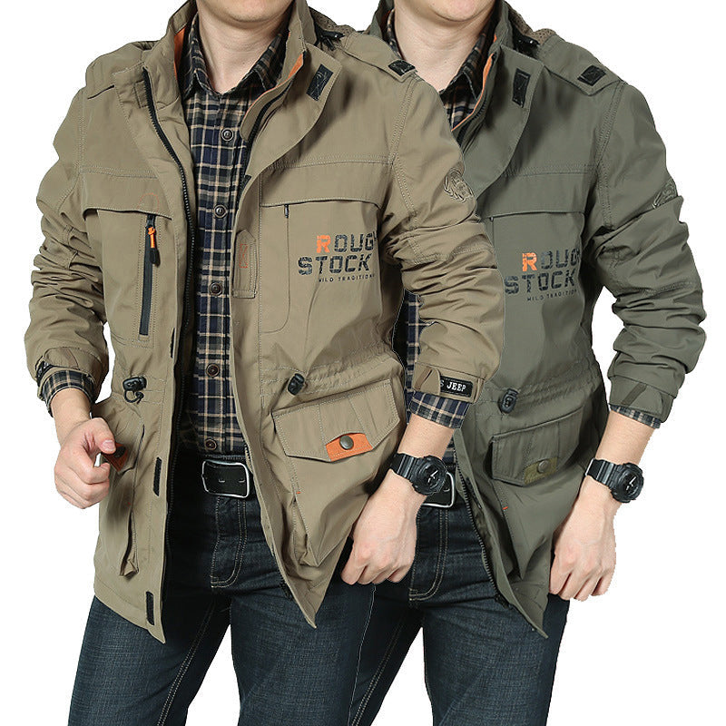 Veste de terrain légère pour hommes, coupe-vent et respirante, avec doublure en mesh, nombreuses poches zippées et à rabat, ainsi que des poignets ajustables - Echo Archiv