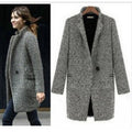 Manteau en mélange de laine pour femmes en bouclé chevron avec coupe droite et col à revers Echo Archive