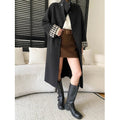 Manteau Long Femme avec Grand Col et Fermeture Boutonnée