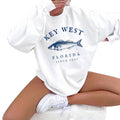 Sweatshirt oversized pour femmes avec motif de poisson marin Key-West, épaules tombantes et mélange de coton doux Echo Archiv