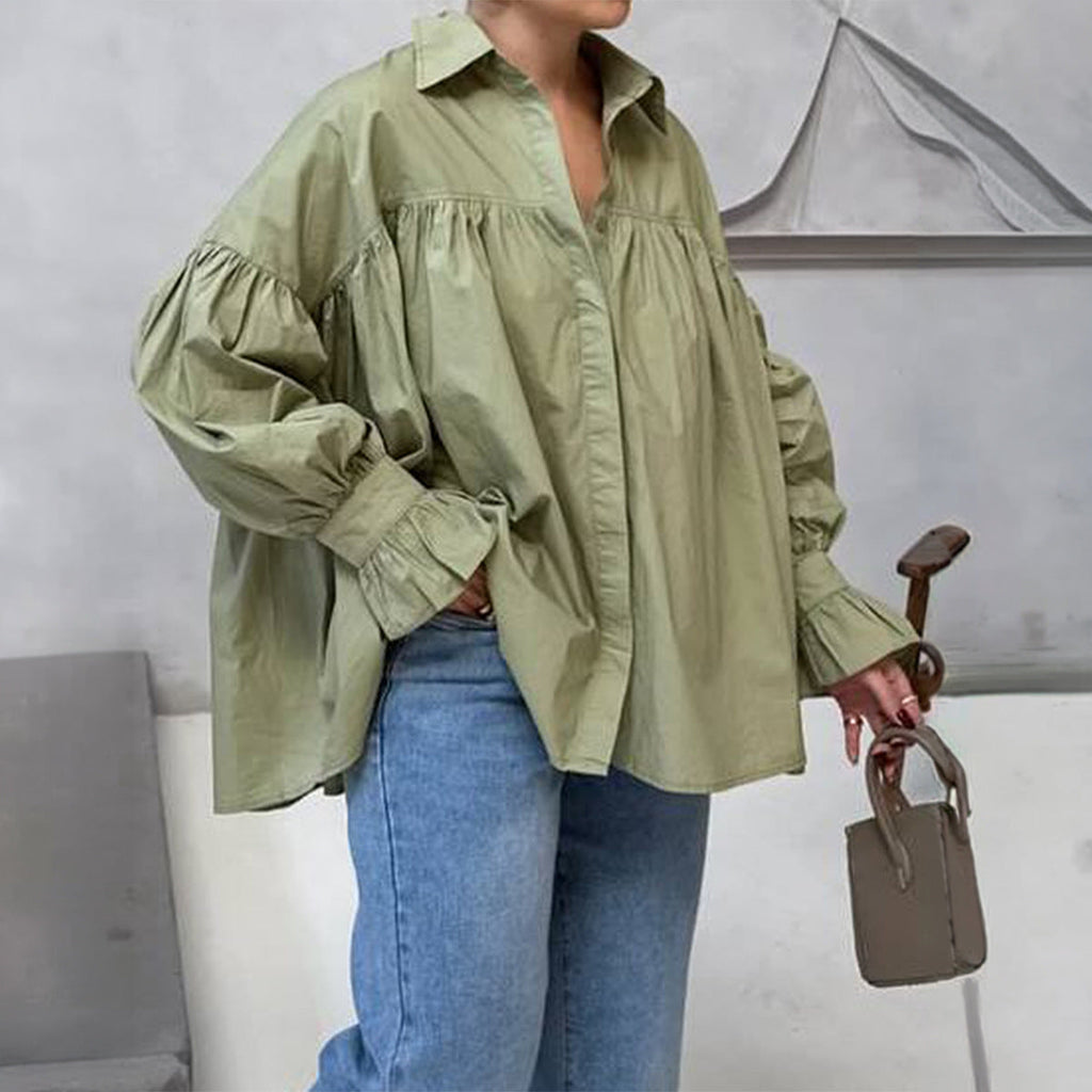 Chemise oversize pour femmes avec épaule froncée et manches ballon Echo Archiv