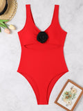 Maillot de bain sportif pour femmes avec coupe stylée et application florale Drune