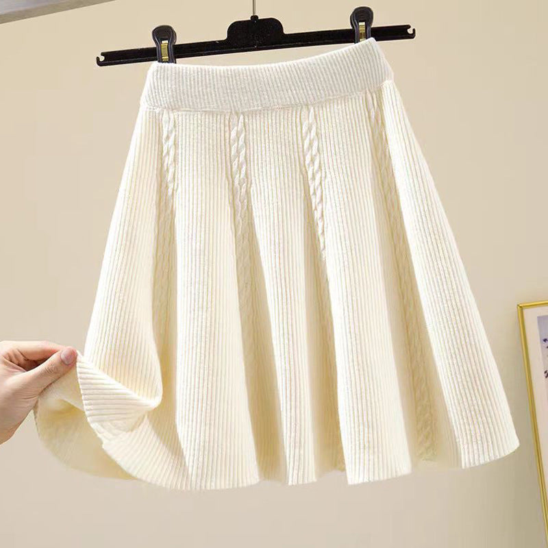 Jupe en tricot longueur mollet pour femme avec motif en torsade