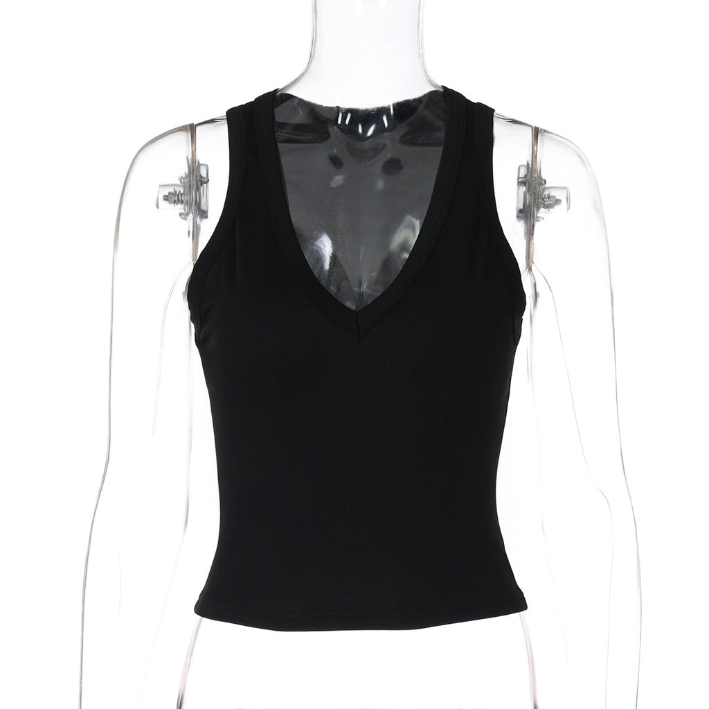 Top V-Neck ajusté pour femmes en matière élastique Heidi-Mode
