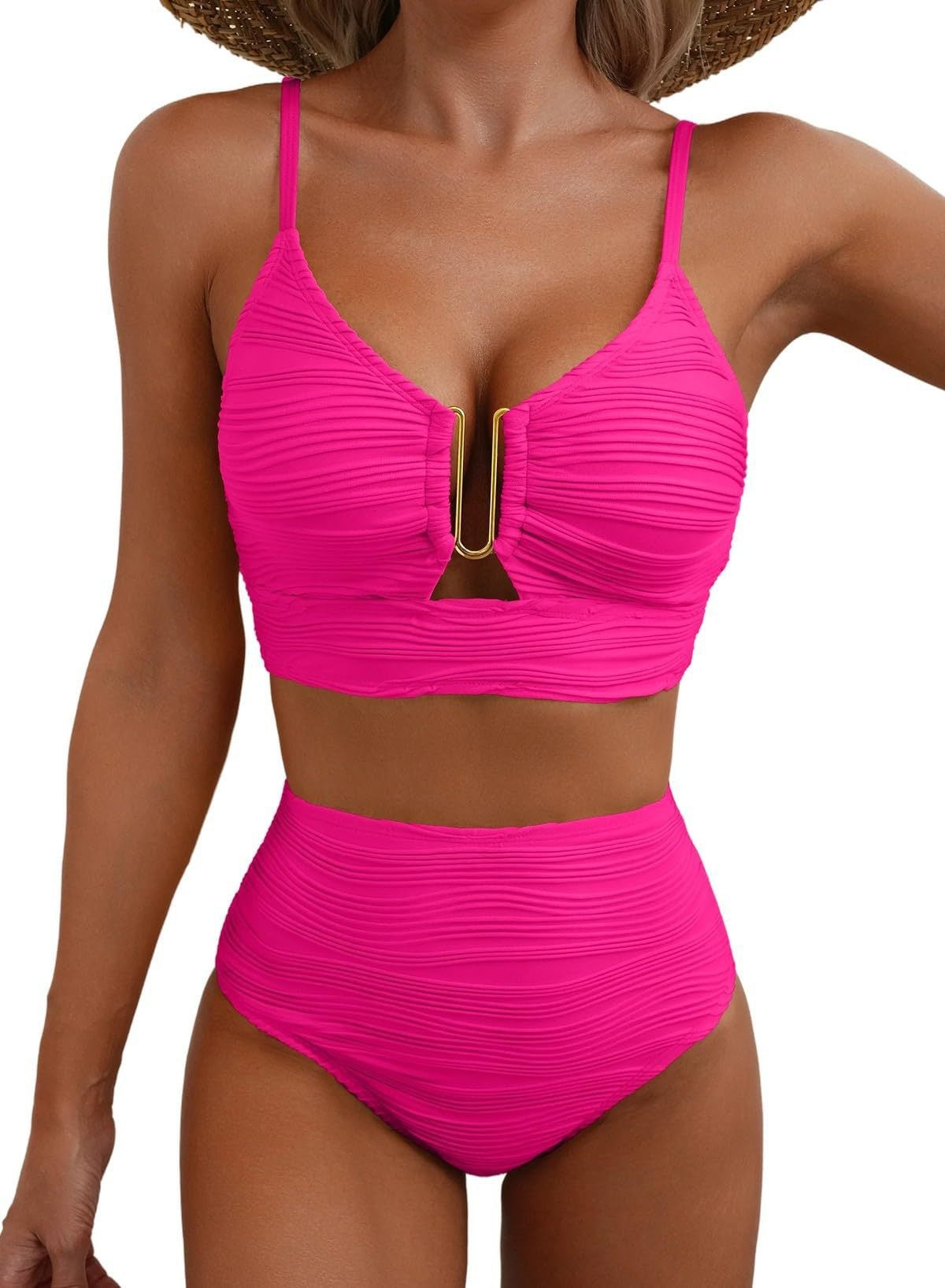 Bikini Femme Taille Haute avec Fronces R&B
