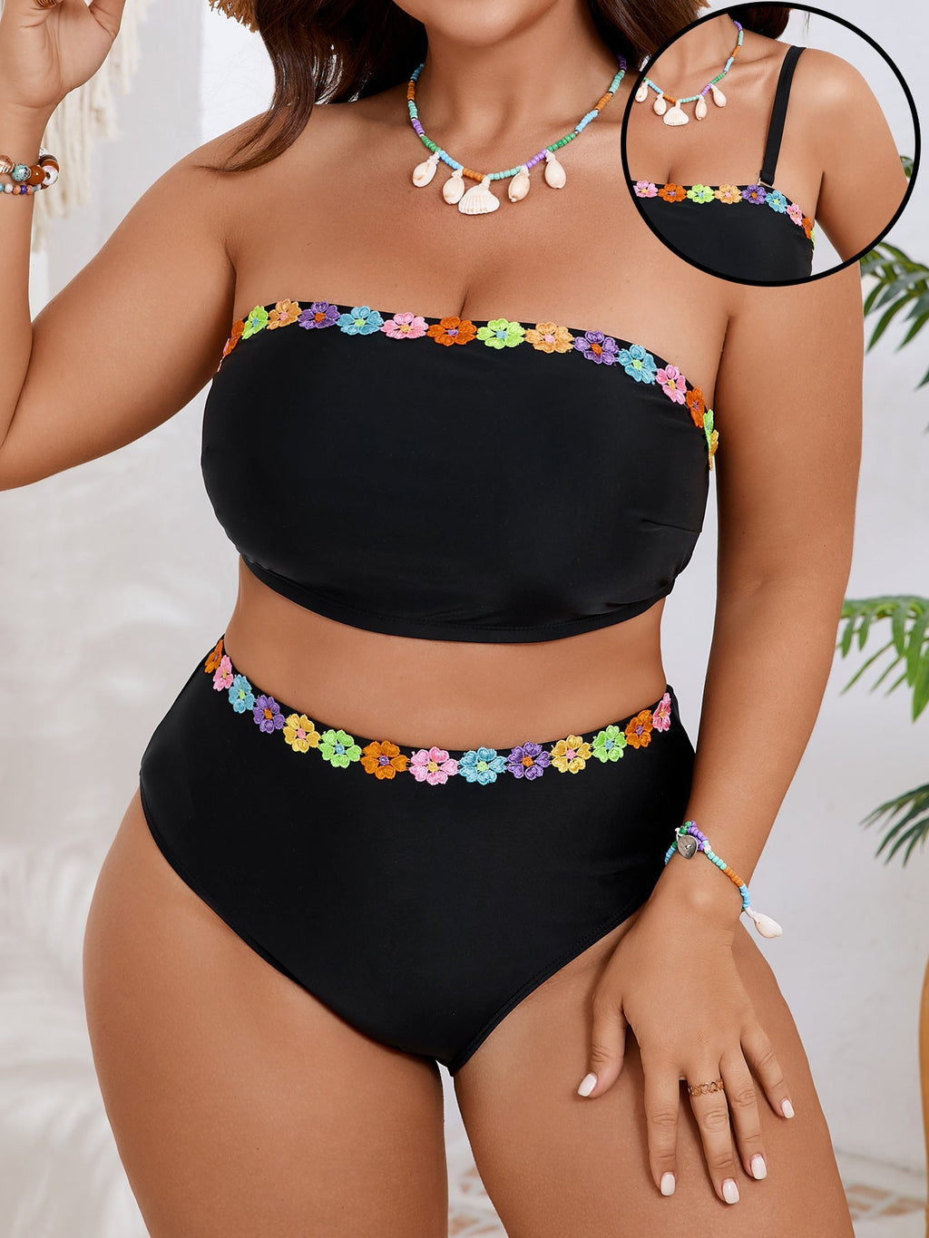 Ensemble de bikini taille haute pour femmes avec accents floraux Echo Archiv