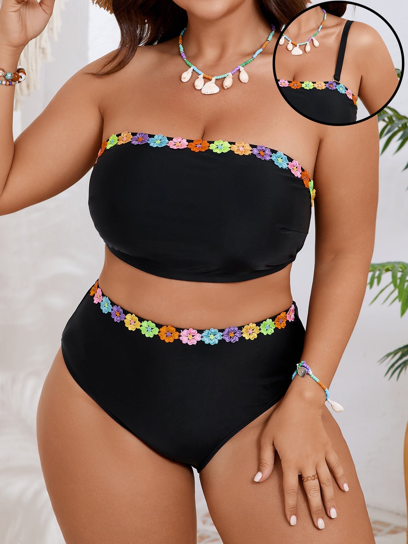 Ensemble de bikini taille haute pour femmes avec accents floraux Echo Archiv