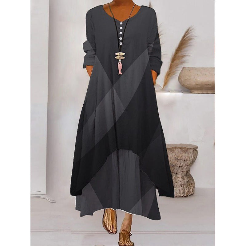 MW | Robe maxi à manches longues - Décolleté boutonné