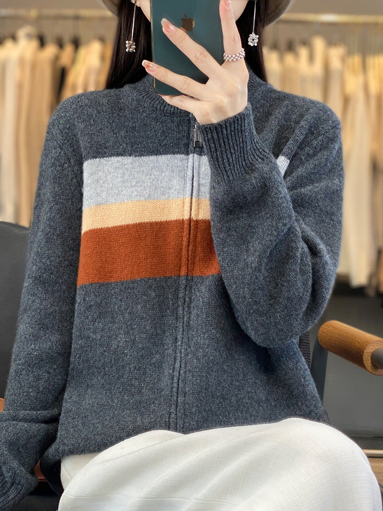 Gilet pour femmes avec rayures et fermeture éclair