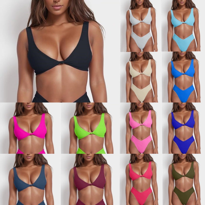 Bikini femme taille haute avec nœud élégant R&B
