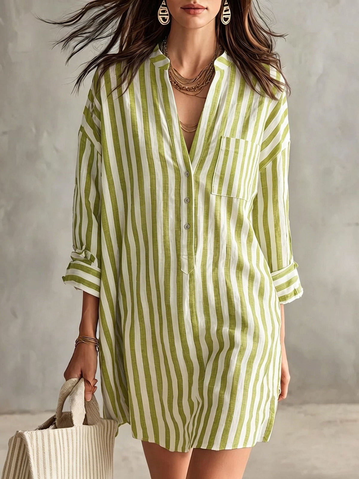 Robe Chemise en Lin Décontractée et Aérée pour Femmes