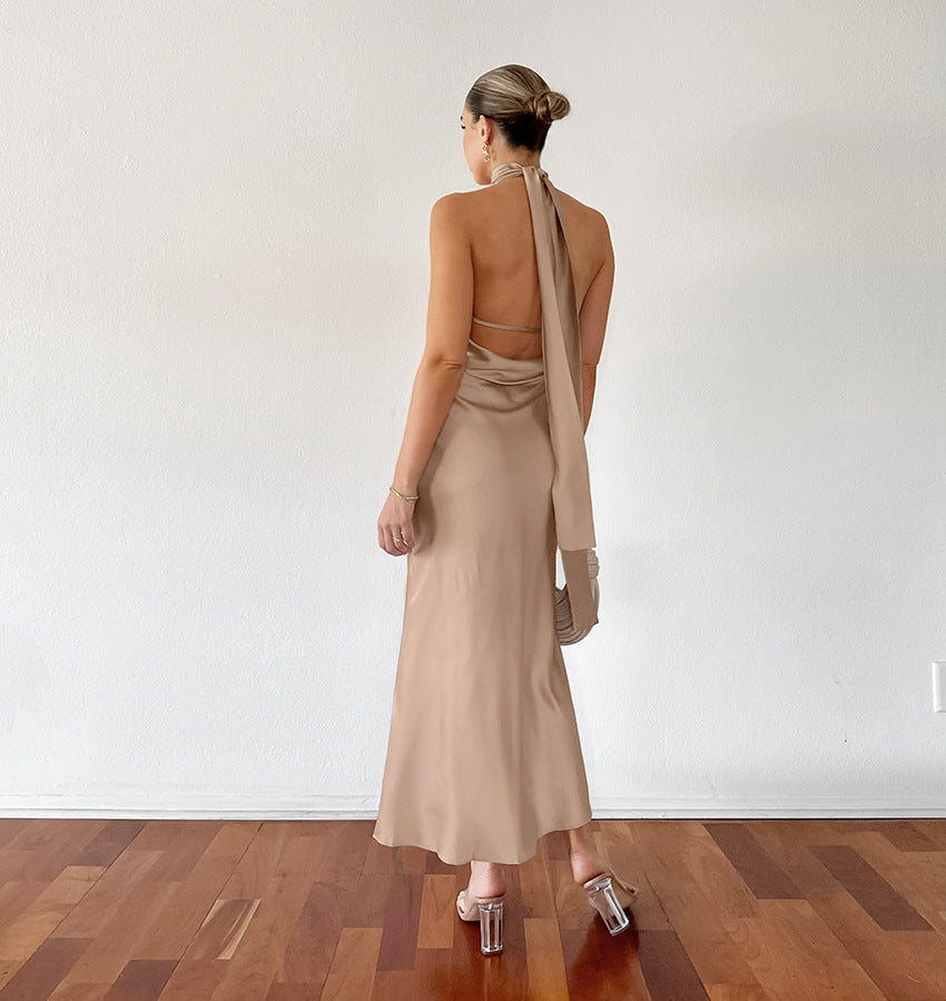 Robe Longue À Col Montant Drapé Pour Femmes | Idéale Pour Mariages Et Événements