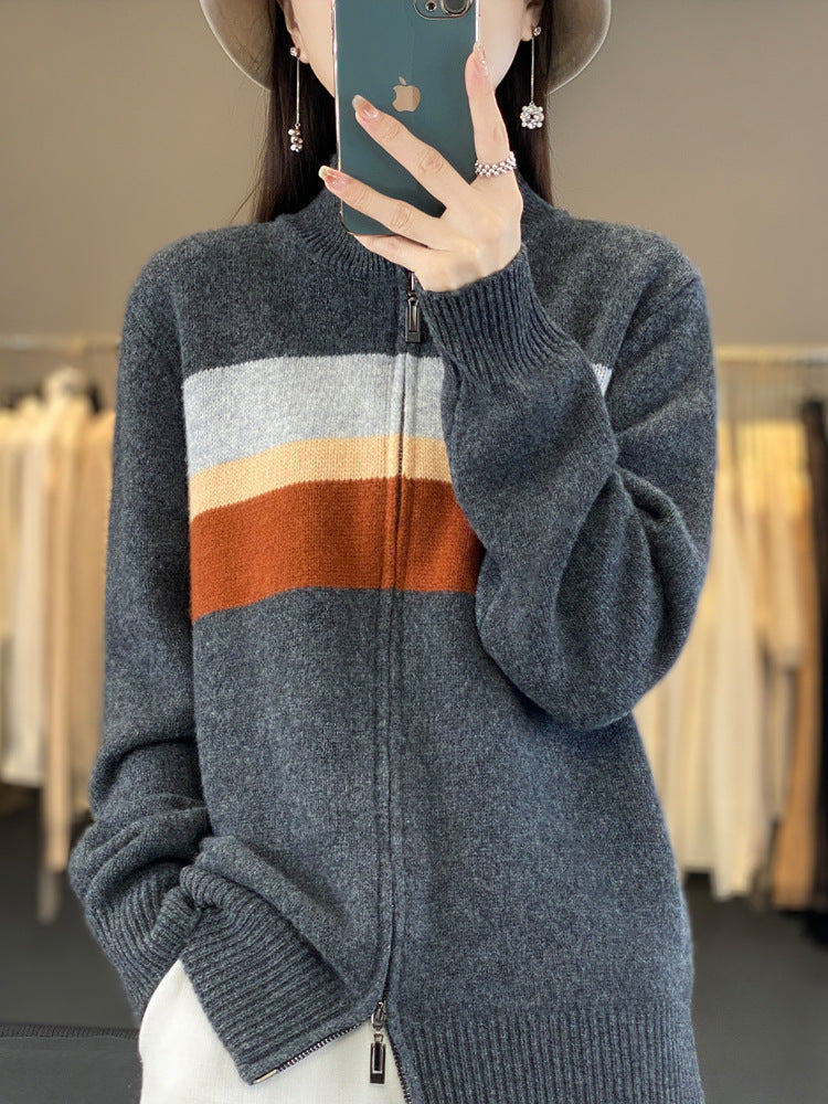 Gilet pour femmes avec rayures et fermeture éclair