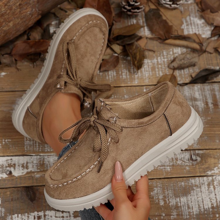 Mocassins pour femmes en daim doux avec semelle antidérapante R&B