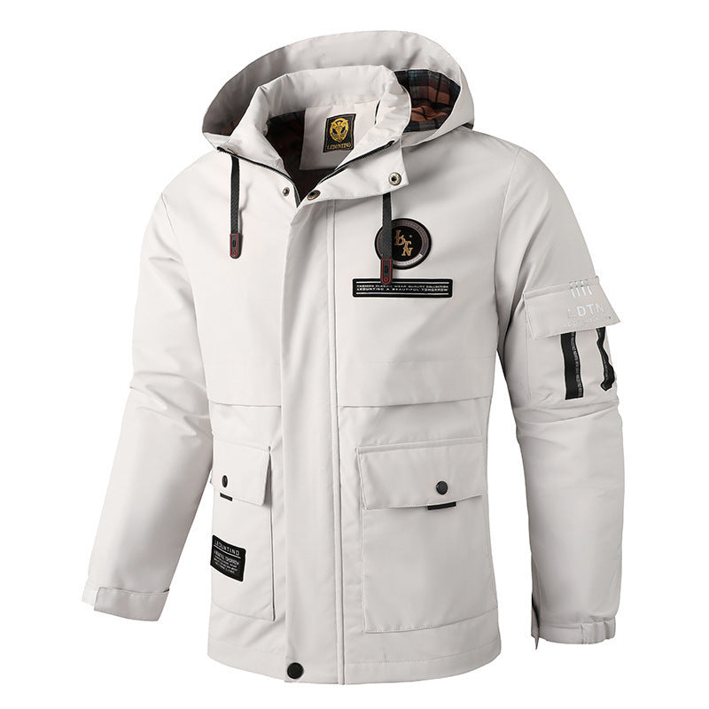 Parka Softshell urbaine pour hommes avec capuche, fermeture éclair à double sens dissimulée et poche sur le bras Echo Archiv