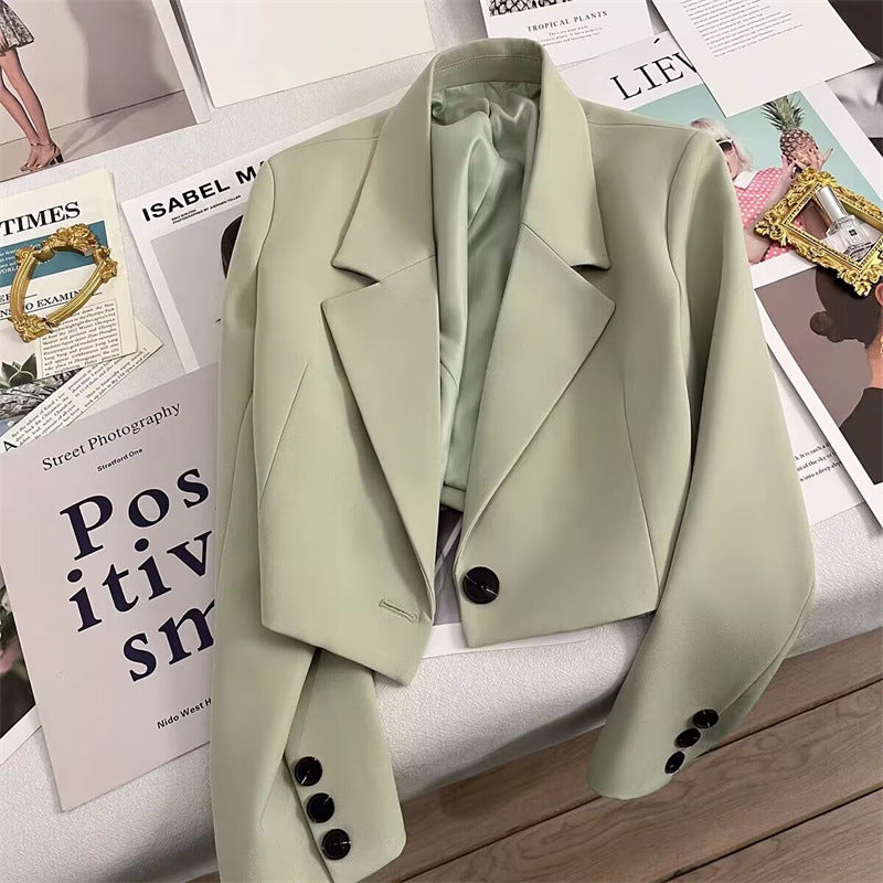 Blazer Cropped pour Femmes avec Col Châle