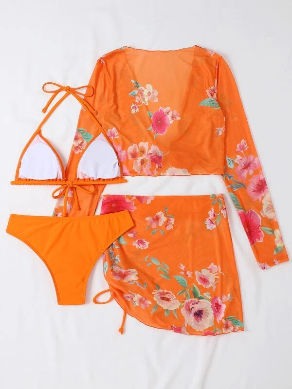 Haut de maillot de bain élégant pour femmes avec design floral et fermeture à nouer Echo Archiv
