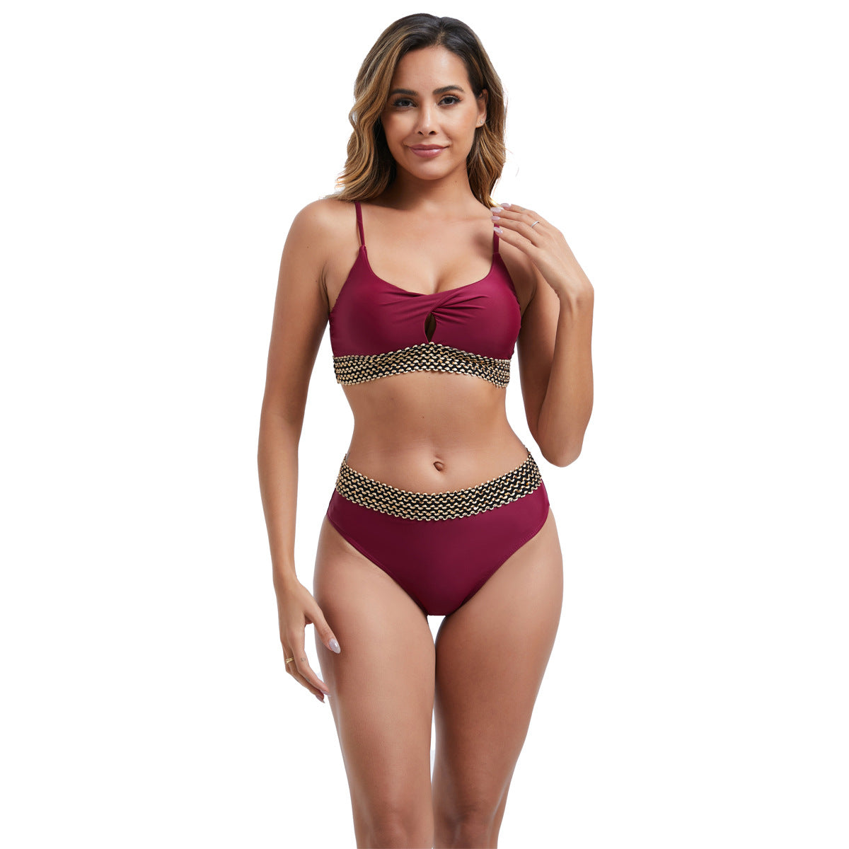 Ensemble de bikini taille haute pour femmes avec des détails de mode R&B