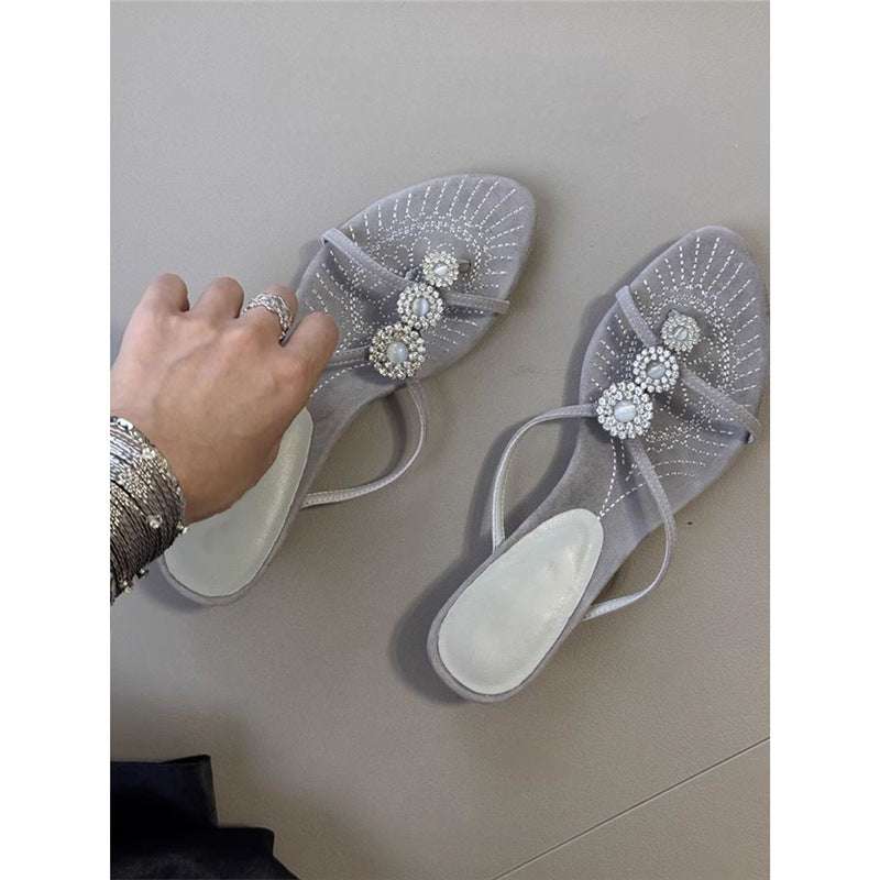 Sandales élégantes à brides avec design en strass scintillant R&B