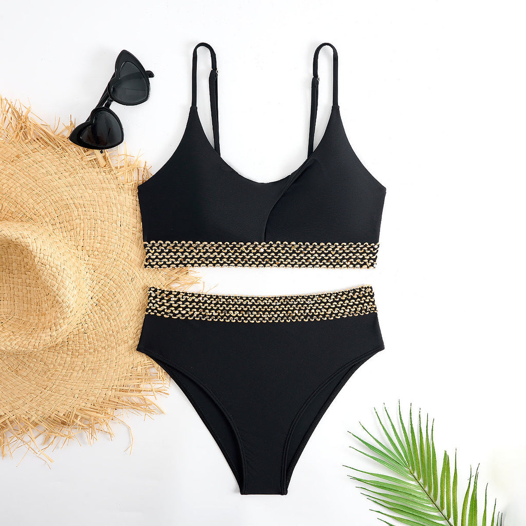 Ensemble de bikini taille haute pour femmes avec détail de nœud décoratif R&B