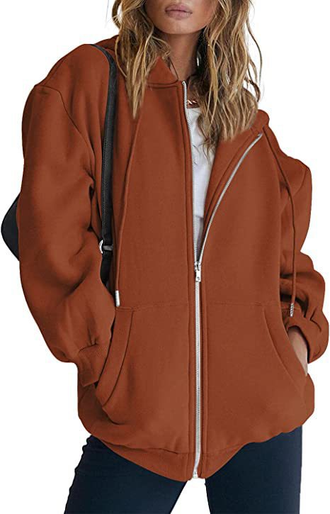 Veste à capuche surdimensionnée pour femmes avec fermeture éclair intégrale et poches kangourou Echo Archiv