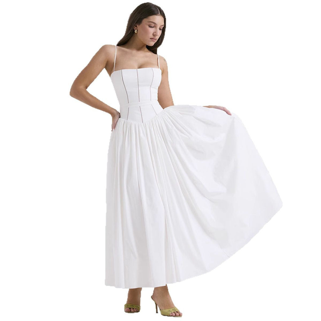 Robe corset cintrée pour femmes avec bretelles spaghetti et jupe évasée R&B