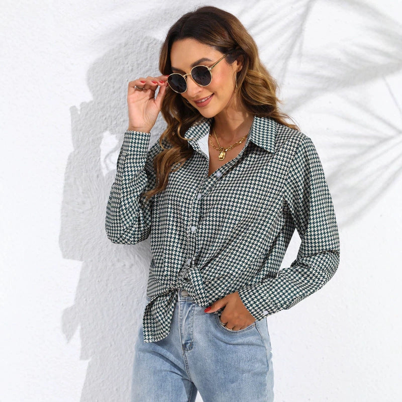 Blouse à carreaux pour femmes avec col chemise et boutonnière Echo Archiv