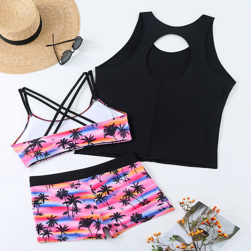 Ensemble de Tankini Sportif pour Femmes avec Découpe Décorative R&B