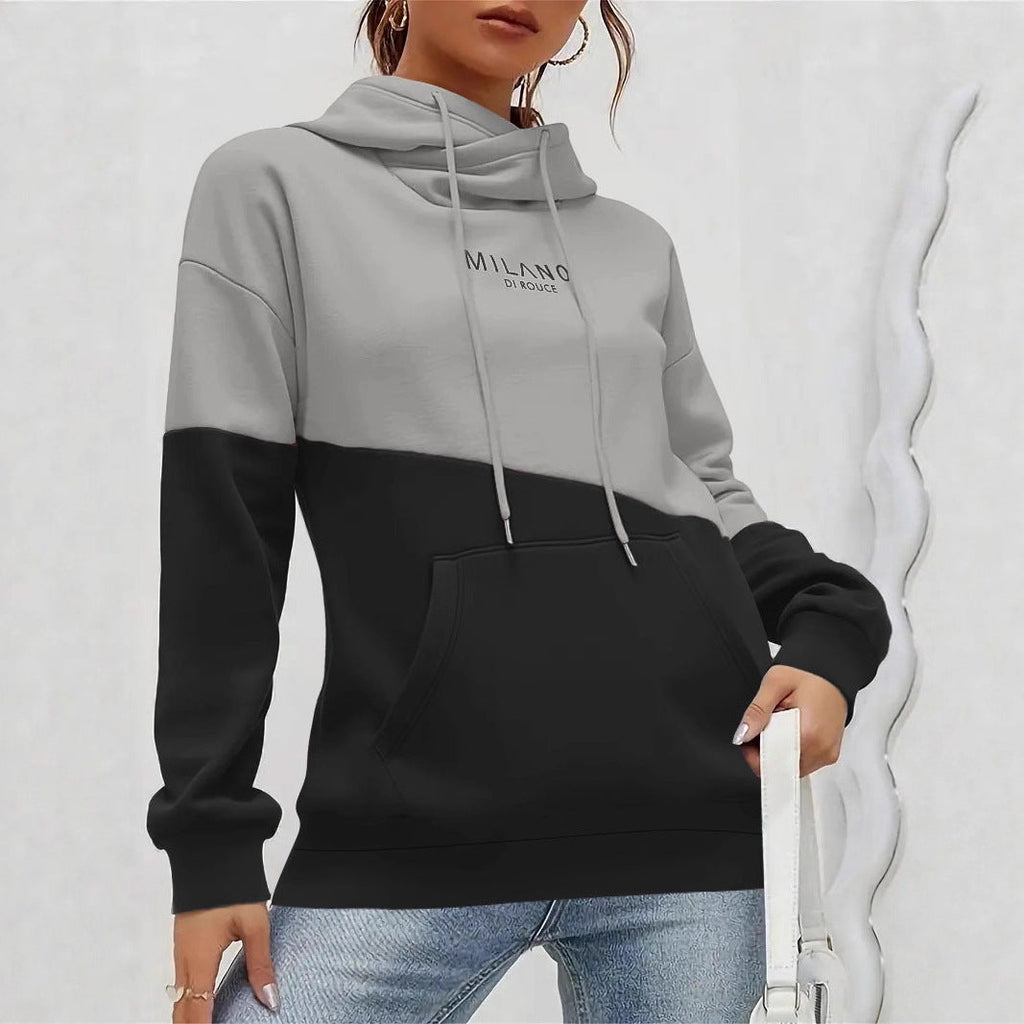 Sweat à capuche pour femmes avec colorblock, poche kangourou et coupe oversize Echoarchiv