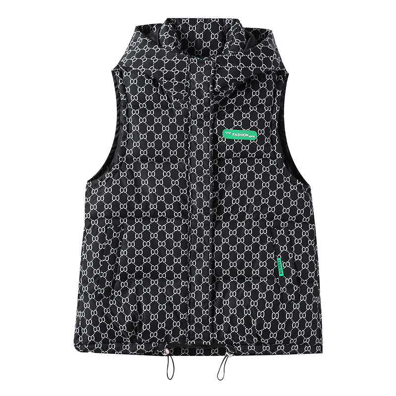 Gilet à capuche matelassé pour femmes avec impression logo intégrale, isolation rembourrée, ourlet ajustable et poches zippées dissimulées Echo Archiv