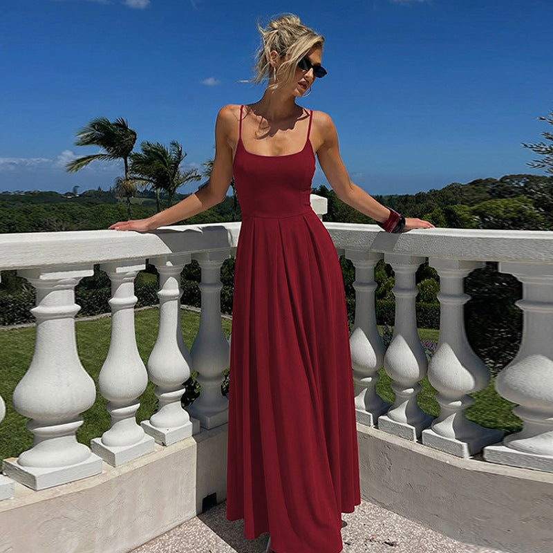 Robe maxi fluide pour femmes avec fines bretelles spaghetti et coupe élégante Heidi-Mode