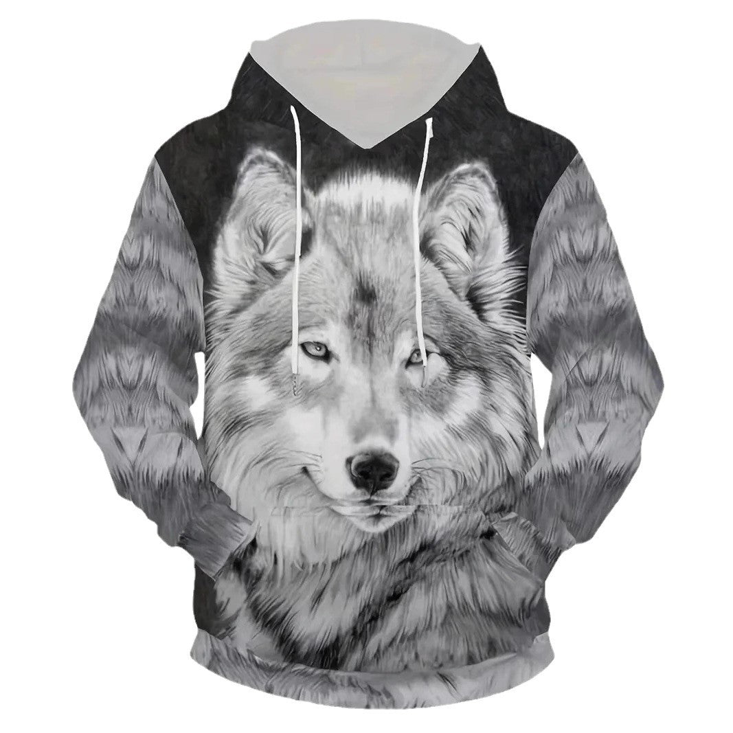 Sweat à capuche pour femmes avec motif de loup et de papillon Echoarchiv
