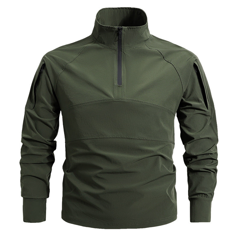 Pull softshell tactique pour hommes à demi-zip avec poches sur les manches et col haut Echo Archiv