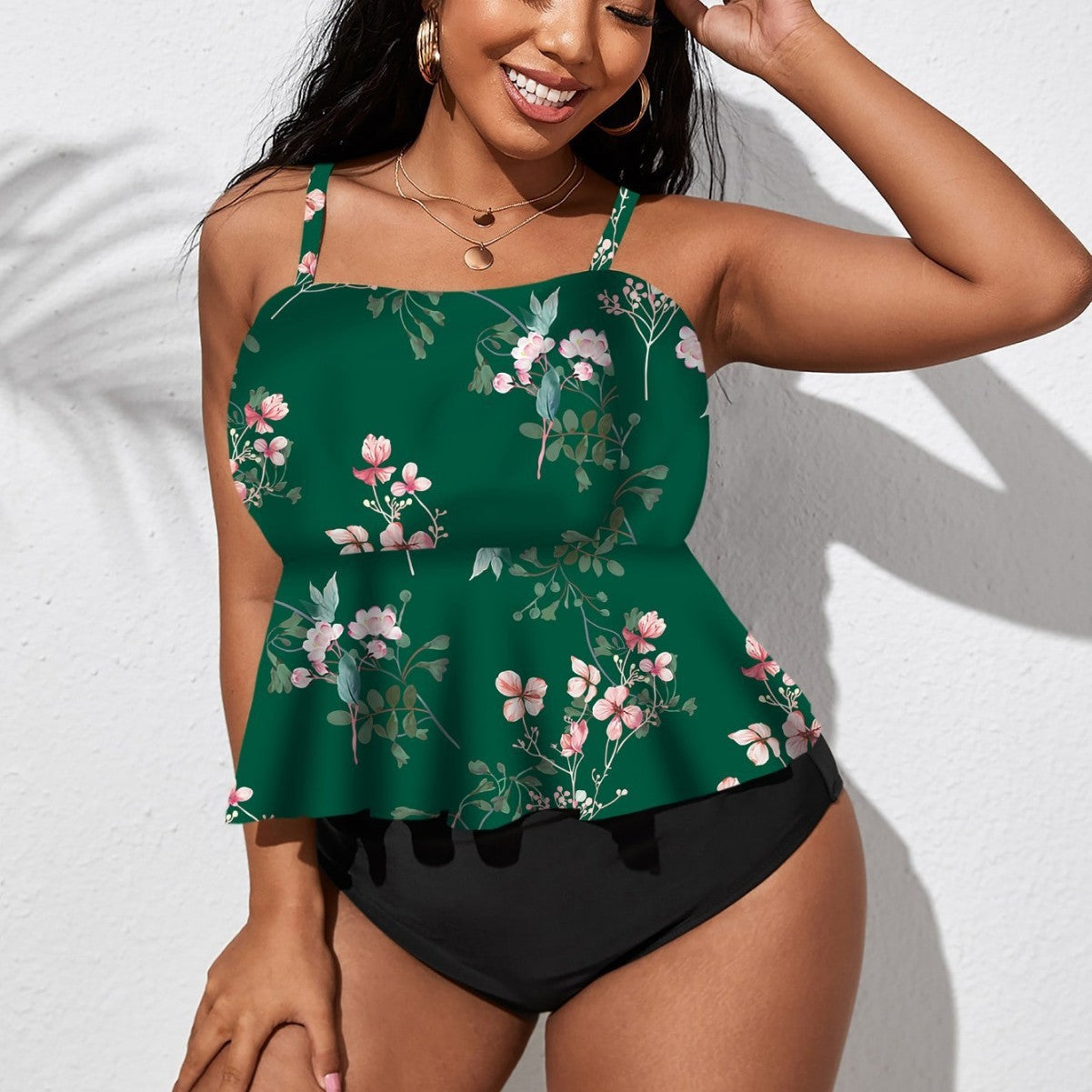Tankini femme avec jupe flottante et design floral R&B