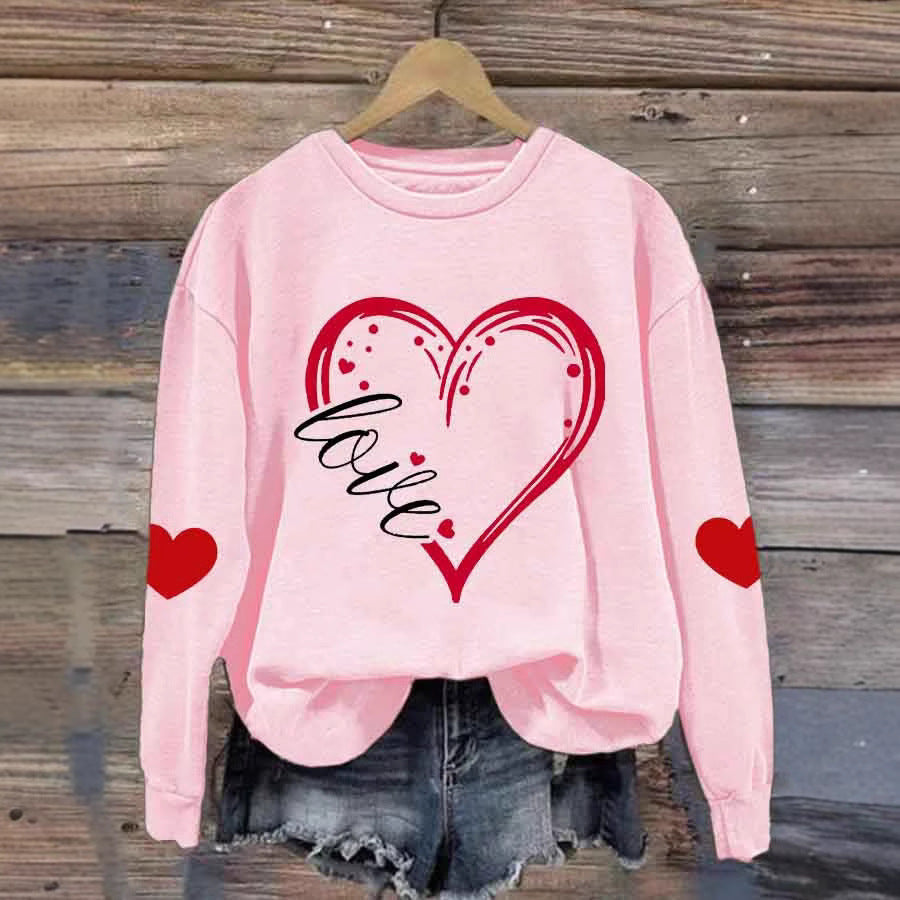 Pull confortable pour femmes avec motif cœur Echoarchiv