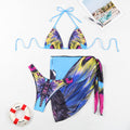 Ensemble bikini triangle pour femmes avec impression papillon excitante et pareo assorti R&B