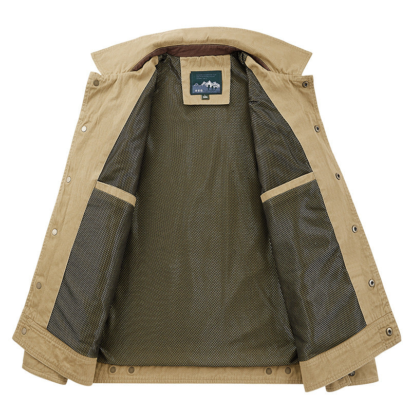 Veste de champ en toile robuste pour hommes avec doublure en mesh respirant, patte à boutons-pression et poche poitrine plaquée Echo Archiv