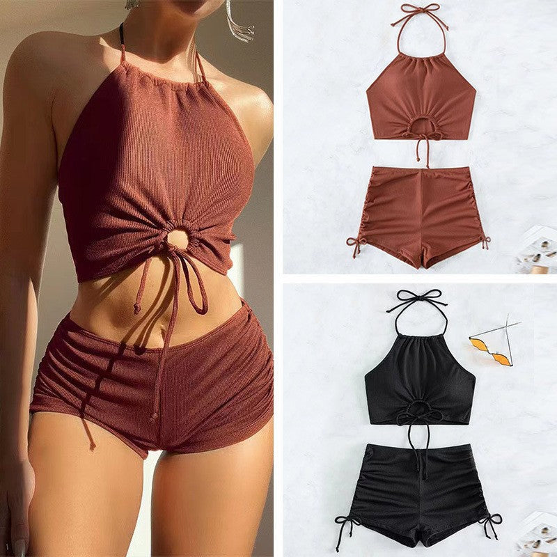 Ensemble de bikini décontracté pour femmes avec fronces R&B