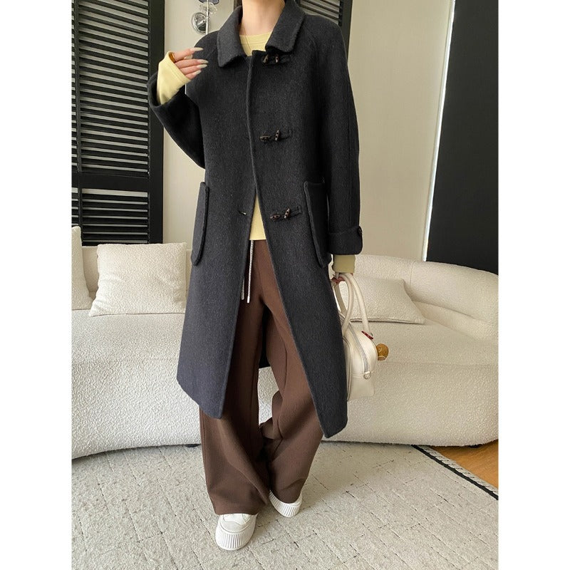 Manteau long à brandebourgs pour femmes