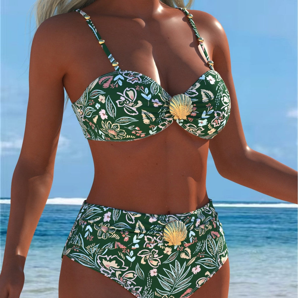 Ensemble de bikini pour femmes avec haut balconnet élégant et short de bain taille haute R&B