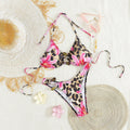 Ensemble de bikini triangle pour femmes avec motif floral léopard R&B