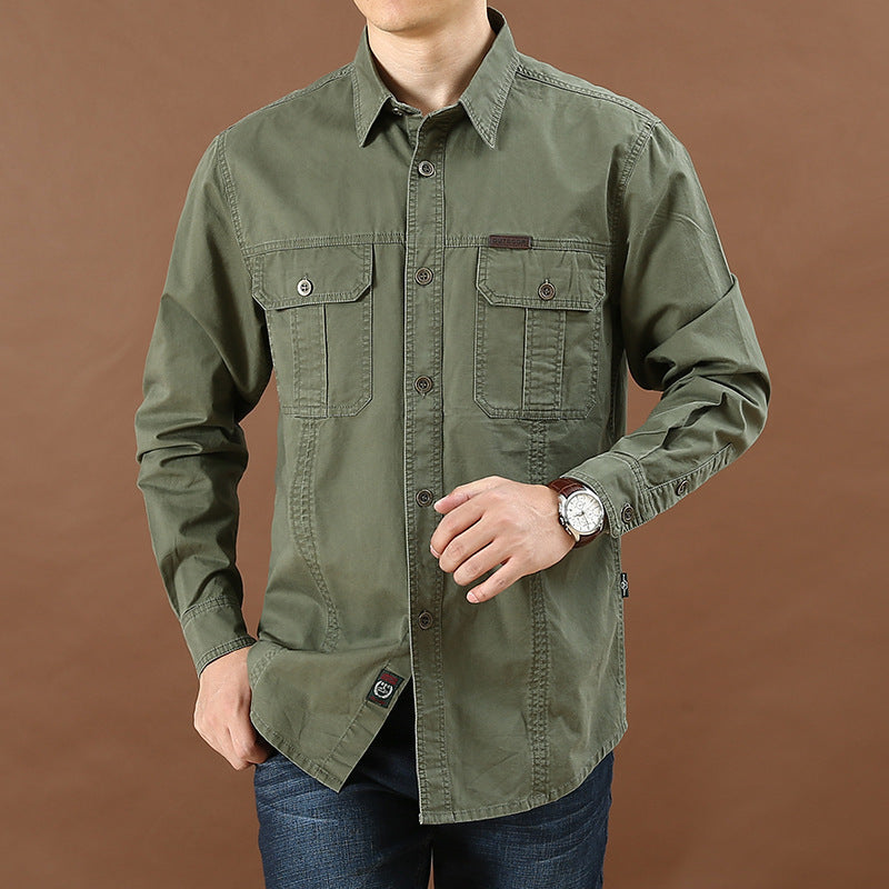 Chemise en toile légère pour hommes avec deux poches poitrine plaquées et coutures renforcées Echo Archiv